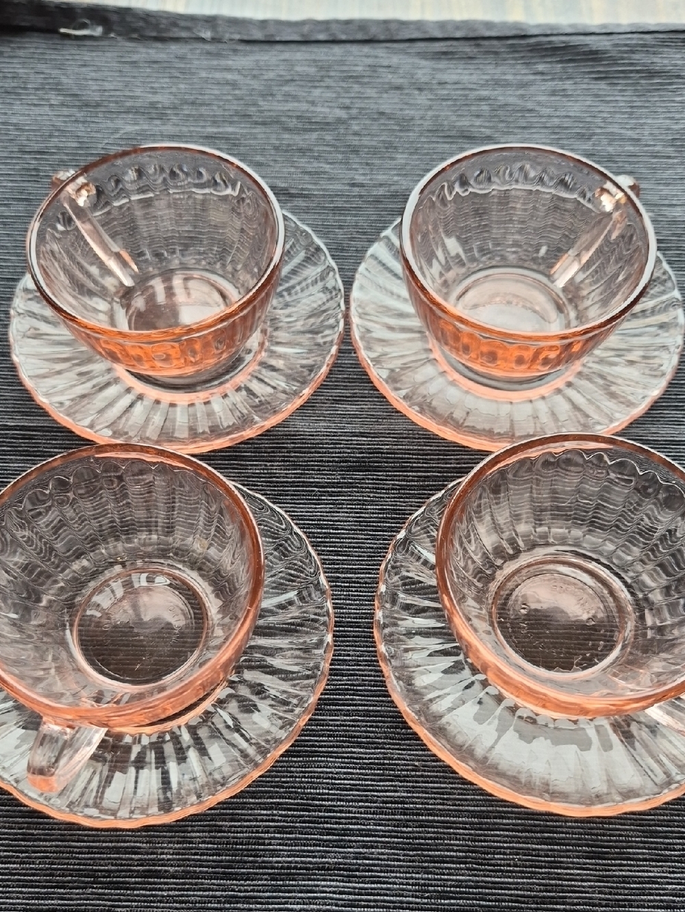 Vintage Set of Four Crisalex Portugal Pink Demitasse/espresso cups and saucers